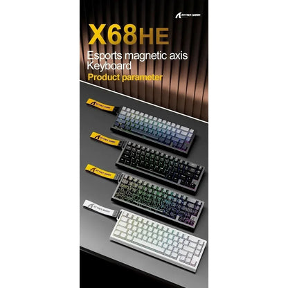 Attack Shark X68 He Gaming Keyboard Magnetic Mechanical Wired for Pro Gaming 0.01mm Rapid Trigg 8000Hz 128K Rate