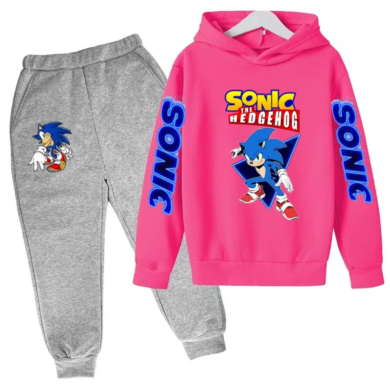 Kids Supersonic Clothing Jogging Blue Sweatshirt Top Coat+Pants Two-piece set Hoodie Boys Girls3-12Yrs Clothes Casual Sports Set