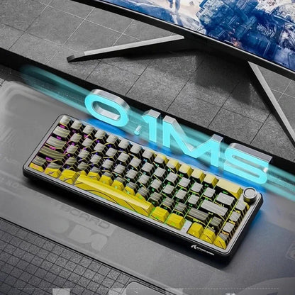 Teclados Gaming Sem Fios Attack Shark X65 PRO HE com Switches Magnéticos 8K RT0.001mm, Gravação Lateral, Bluetooth, Windows Mac PC