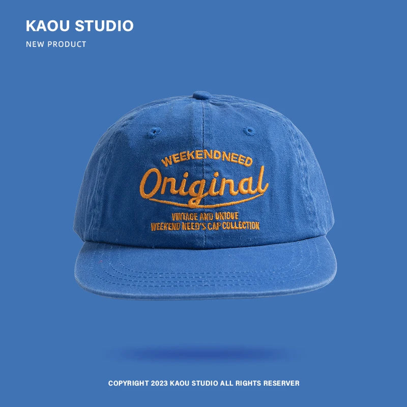 Casquette de baseball printemps-automne à visière souple, brodée, unisexe, style urbain « Street Tide », à visière large et pare-soleil