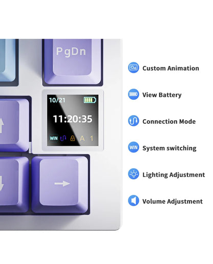 Tastiera meccanica da gaming Ajazz AK820/AK820Pro Bluetooth 5.1/wireless/cablata USB-C personalizzata con manopola, hot swap e gasket