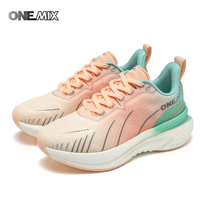 ONEMIX Damskie trampki Czarne oddychające buty do biegania dla kobiet Markowe Bezpłatna wysyłka Różowe modne buty sportowe z amortyzacją