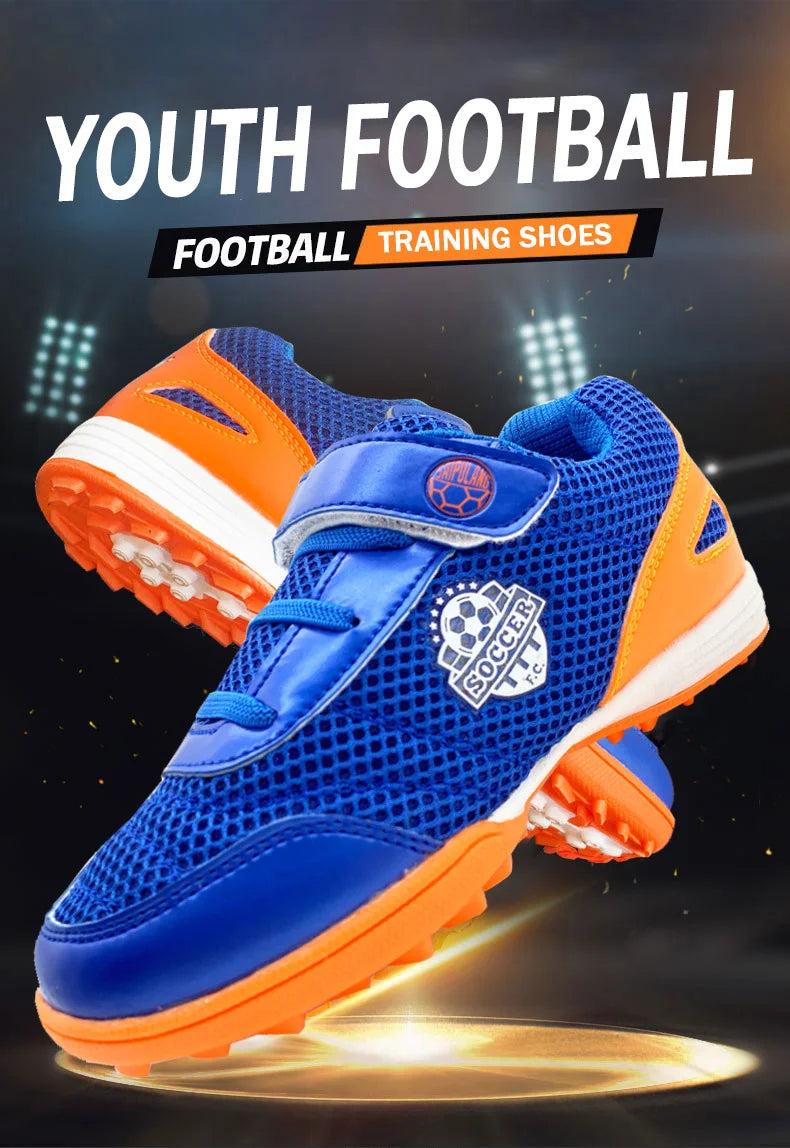 Boy Girl Tf Children's Football Shoes Hook Loop Football Boots No Spikes Lacrosse Beginner Cricket Shoes Baseball Shoes