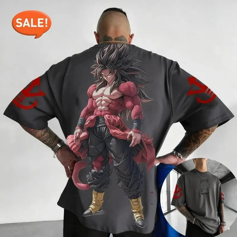 Summer Dragon Ball Retro Anime T-Shirt Men's Super Saiyan4 Goku Casual Loose Sports Daily Short Sleeve Crew Neck Relaxed FitTee