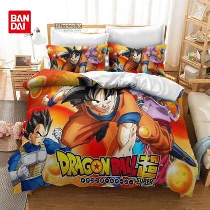 Bandai Animie Dragon Ball Bedding Set Goku Duvet Cover Quilt Cover Queen King Bedroom Home Textile Children Kids Boys Adult Gift