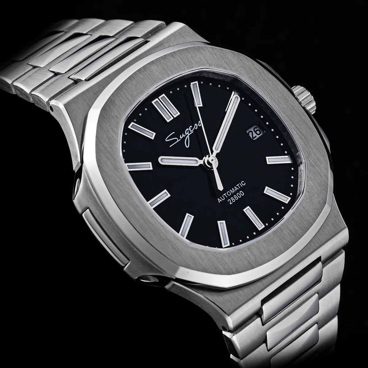 Sugess Men's Watch Automatic Mechanical Wristwatch Miyota 9015 Movement MOP Dial Luminous Waterproof 5bar Bracelet Luxury S466