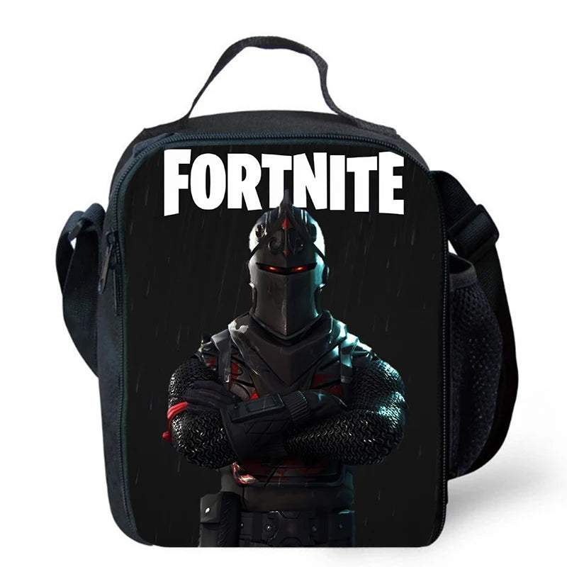 Saco de Almoço Térmico Isolado com Desenho Animado Fofo, Recipiente para Alimentos à Prova de Fugas, Reutilizável, Saco Frigorífico de Almoço Fortnite para Crianças e Estudantes