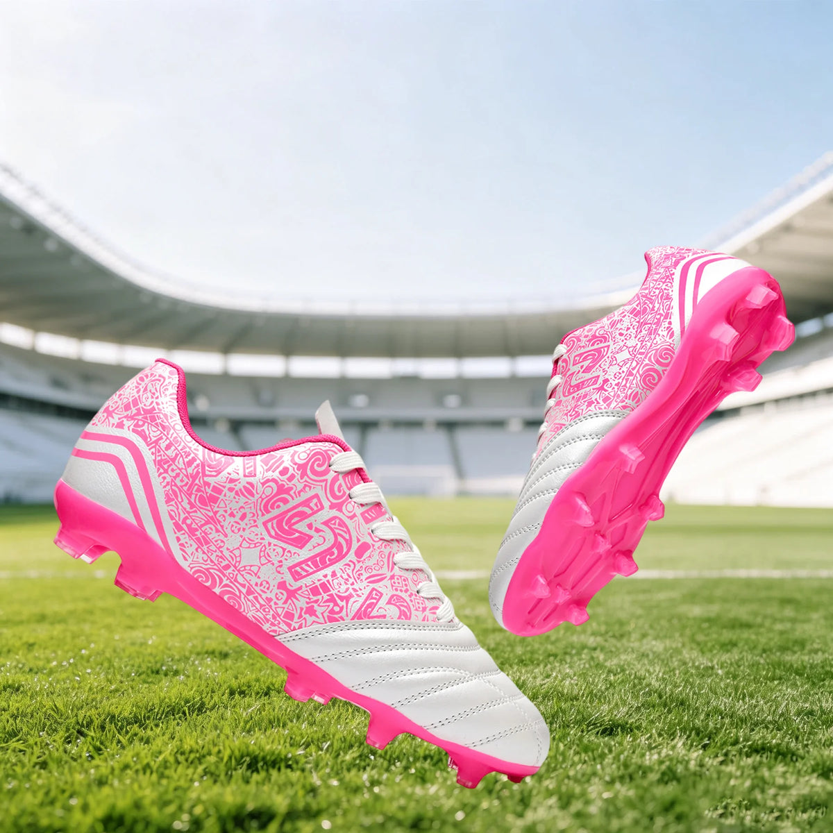 Chaussures de football AG FG pour hommes, tige en PU souple, structure de crampons renforcée, pour adultes, pour les matchs et entraînements de football en plein air sur pelouse.