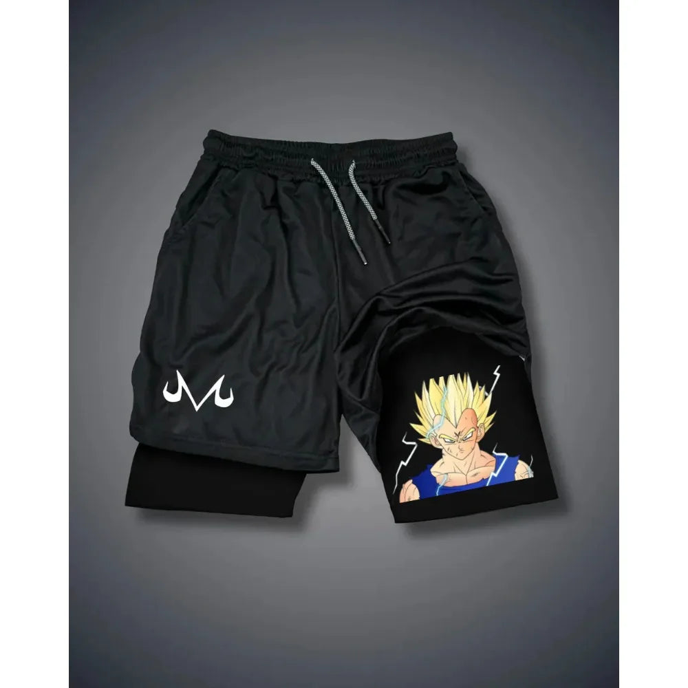 Male and Female Dragon Ball Vegeta 2026 New Summer Hot Harajuku Anime Print Loose Sports Quick Drying Double-layer Shorts