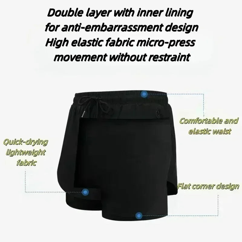 Dragon Ball Summer Men's Double Shorts Vegeta Japanese Anime Fake Two-piece 2-in-1 Fitness Sports Shorts Quick-Drying Y2K Pants