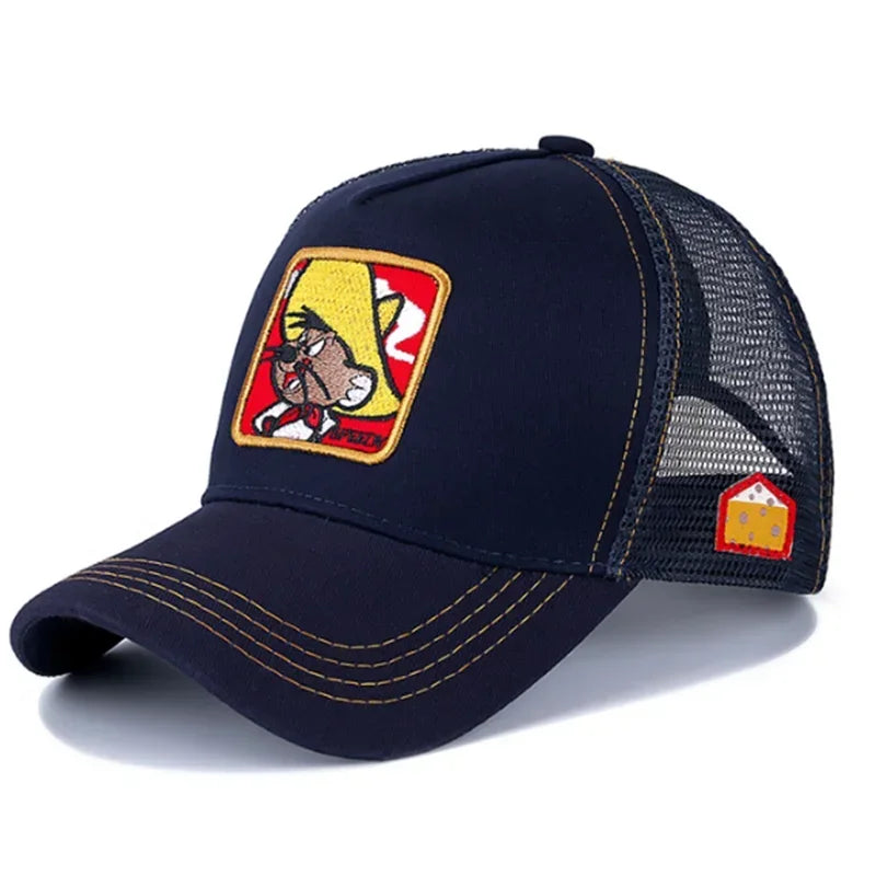 Czapka unisex z motywem anime, naszywka haftowana, czapka baseballowa, czapka typu trucker, czapki siatkowe, czapka przeciwsłoneczna