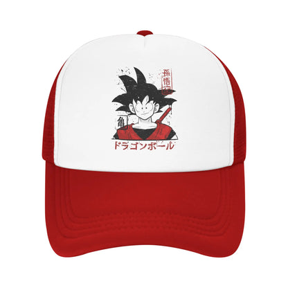Japońska czapka z daszkiem Goku z serii Dragon Ball Z z siateczką – unisex, modne czapki przeciwsłoneczne, czapki typu snapback, czapki wędkarskie, zimowe czapki typu trucker