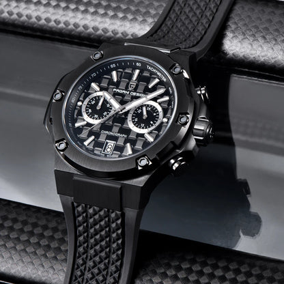 Křemenné pánské hodinky PAGANI DESIGN – luxusní sportovní chronograf, vodotěsný, s luminiscenčními ručičkami a safírovým sklem s antireflexní úpravou