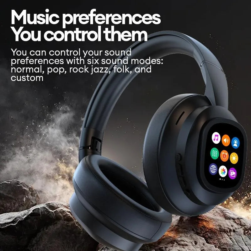 Auriculares inalámbricos Bluetooth con pantalla táctil LCD AI – Headset gaming con cancelación de ruido ANC, graves profundos y micrófono HD