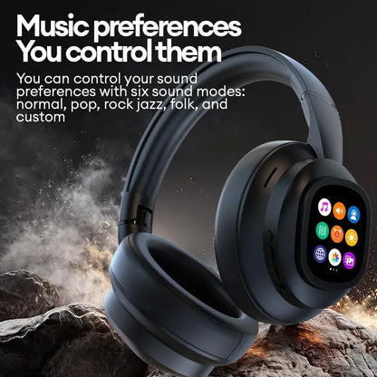 Auriculares inalámbricos Bluetooth con pantalla táctil LCD AI – Headset gaming con cancelación de ruido ANC, graves profundos y micrófono HD