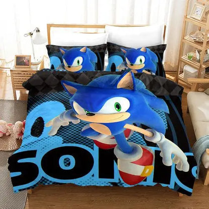 The Movie Sonics Printing Bedding Set Anime Digital Cartoon hedgehogs Duvet Cover Comforter Bed Youth Kids Girl Boys Gift