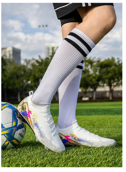 New Men Soccer Shoes FG Non-Slip Long Spikes Football Boots Soccer Cleats Training Shoes Match Ultralight Outdoor Drop Shipping
