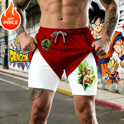 2026 Dragon Ball Summer Broly Men's Bot Fitness Double-Layer Replica Two-Piece Loose-Fit Training Running Shorts Casual Pants