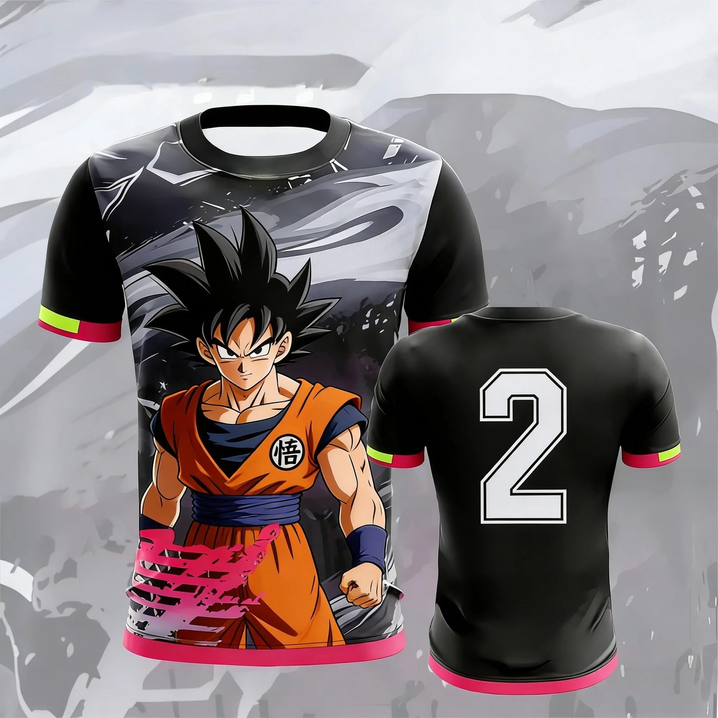 Vintage Dragon Ball  Goku Ink Wash Pink Brush 3D Print T-Shirt 2026 Summer Unisex Oversized Y2K Retro Anime Streetwear  Top