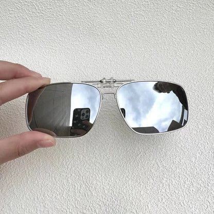 REXXAR Mens Metal Clip on Sunglasses Polarized Eyeglasses UV400 Women Square Night Vision Driving Sun Glasses