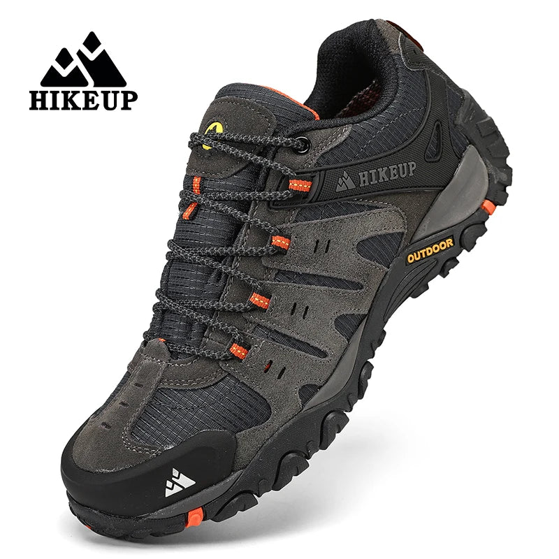 HIKEUP Мъжки туристически обувки от велурена кожа, устойчиви на износване outdoor обувки за трекинг, разходки, лов и тактически маратонки