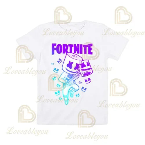 T-shirt cartoon per ragazzi e ragazze Fortnite Battle Royale 3D, 3-14 anni, Victory Royale, top da gioco per bambini e adolescenti
