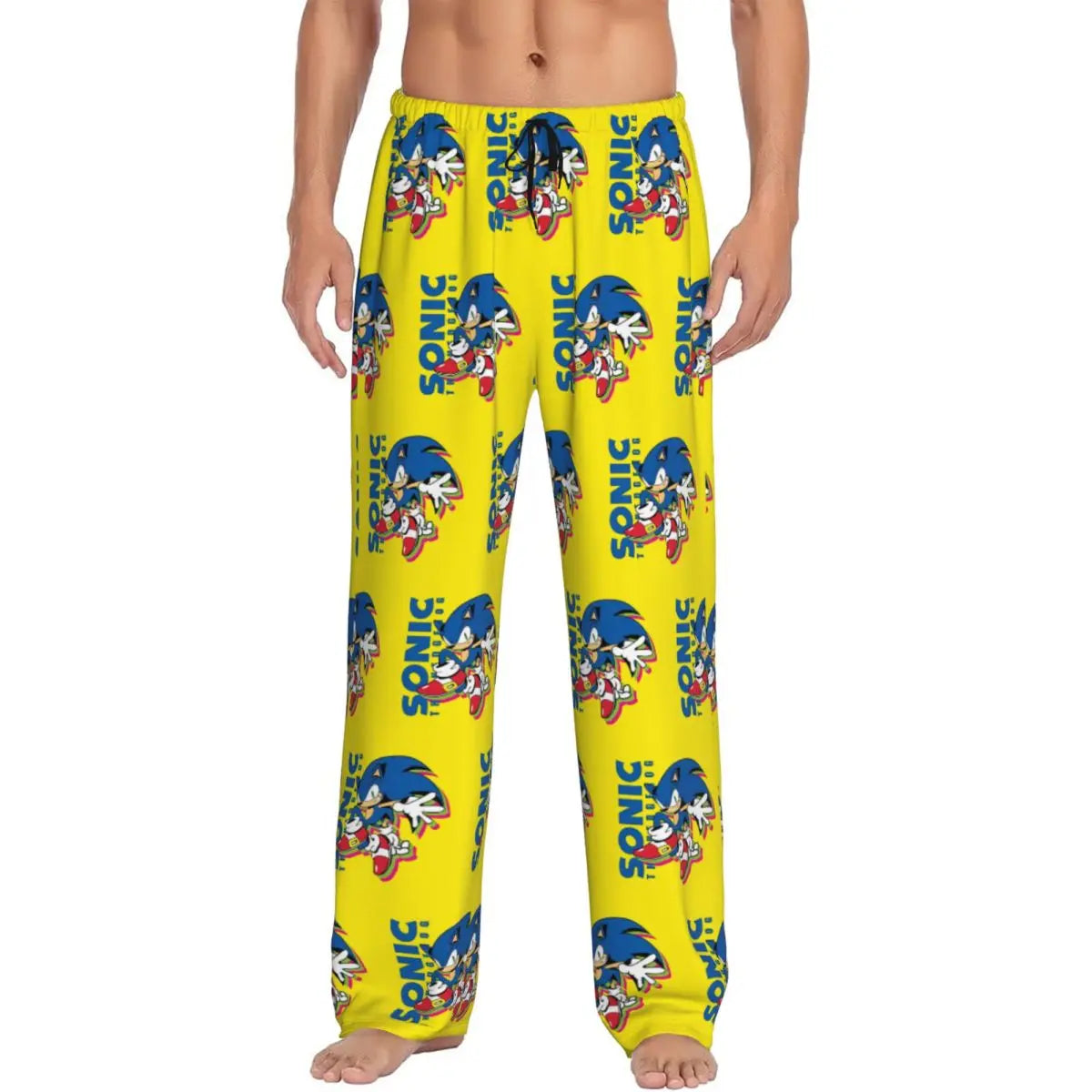 Custom Print Men's Soniced Pajama Pants Hedgehog Game Sleepwear Sleep Lounge Bottoms with Pockets