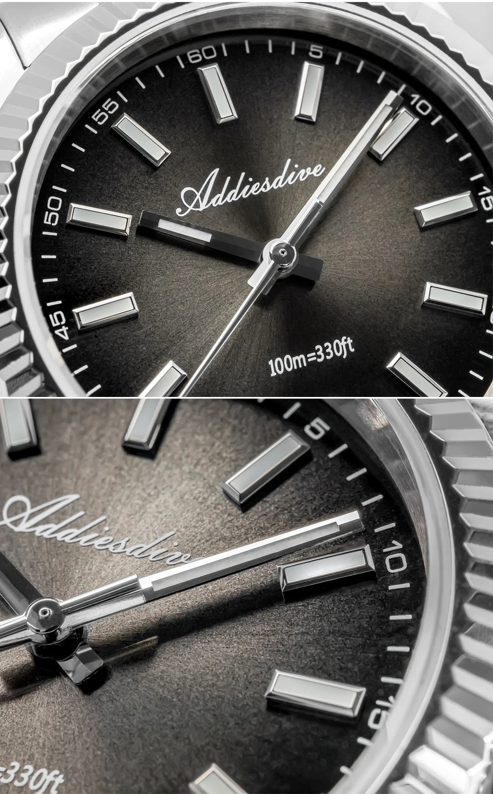 Relógio masculino novo ADDIESDIVE AD2073, vidro de safira, 36mm, VH31, quartz, efeito sunburst, 10Bar, impermeável para mergulho, luminoso