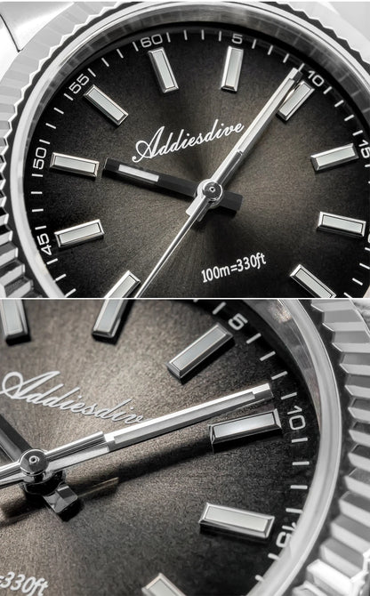 Relógio masculino novo ADDIESDIVE AD2073, vidro de safira, 36mm, VH31, quartz, efeito sunburst, 10Bar, impermeável para mergulho, luminoso