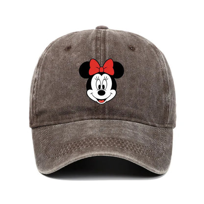 Unisex Vintage Washed Mickey Minnie Print Baseball Cap for Men Women Cartoon Trucker Hat Adjustable Snapback Casual Hip Hop Hat