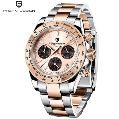 PAGANI DESIGN chronograafhorloge voor heren – Luxe quartz-polshorloge, verlicht en waterdicht.