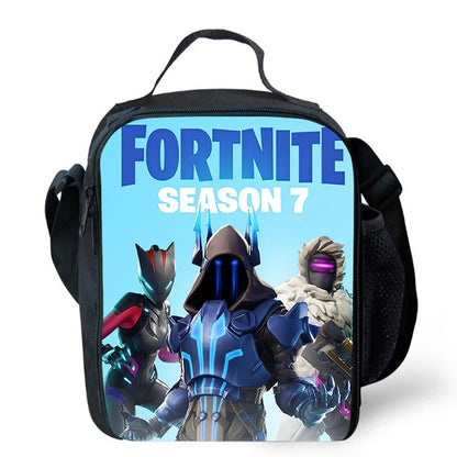 Saco de Almoço Térmico Isolado com Desenho Animado Fofo, Recipiente para Alimentos à Prova de Fugas, Reutilizável, Saco Frigorífico de Almoço Fortnite para Crianças e Estudantes
