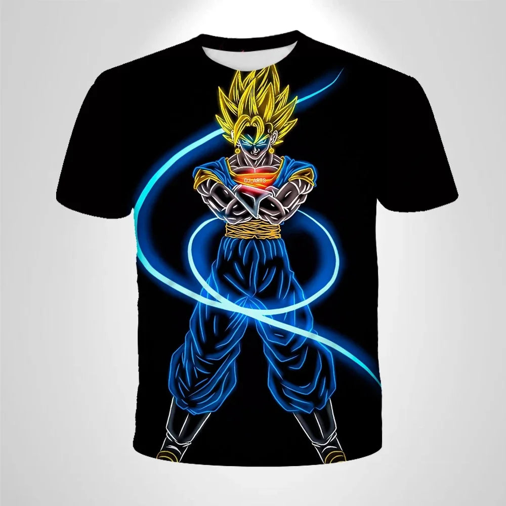 2026 Children's Breathable Short-sleeved Japanese Anime Dragon Ball Z Goku Goku Saiyan Men's Short-sleeved T-shirt,Sports Top