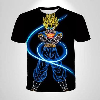 2026 Children's Breathable Short-sleeved Japanese Anime Dragon Ball Z Goku Goku Saiyan Men's Short-sleeved T-shirt,Sports Top