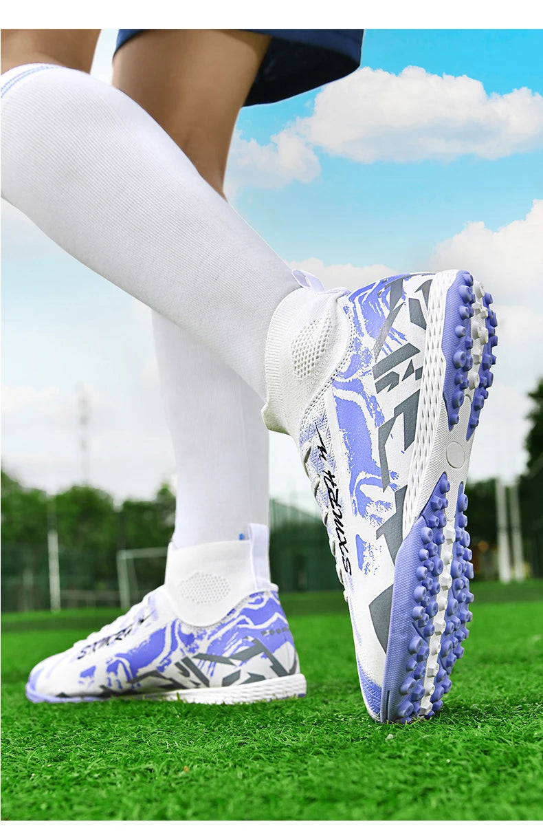 Double Star hoge TF-turfvoetbalschoenen voor heren, jeugd- en studenteditie, volwassenen en kinderen, professionele wedstrijd- en trainingsschoenen voor voetbal S