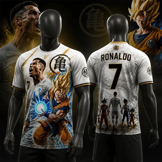 New Super Saiyan Dragon Ball/ Ronaldo #7 AI Special Edition Short Sleeve Tee Kids/Youth Oversized Breathable Quick Drying Jersey
