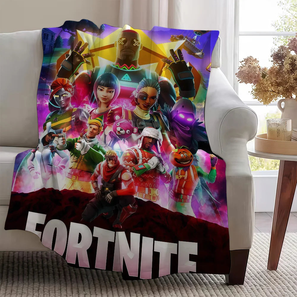 Manta Decorativa Super Aconchegante em Peluche para Sala de Estar, F-FORTNITES-ES, Sala de Jogo, Sofá, Presentes de Aniversário Infantis