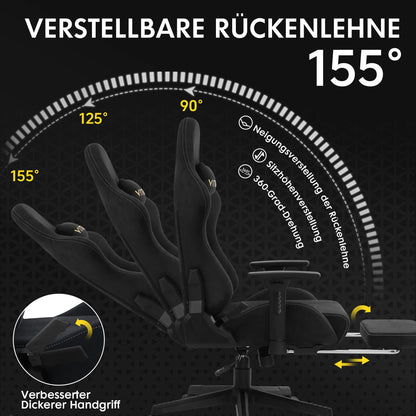 HAPIHAPPY Fashion Gaming Chair Genuine Computer Office Chair with Pocket Spring Cushion Linkage Armrests and Footrest Game Chair