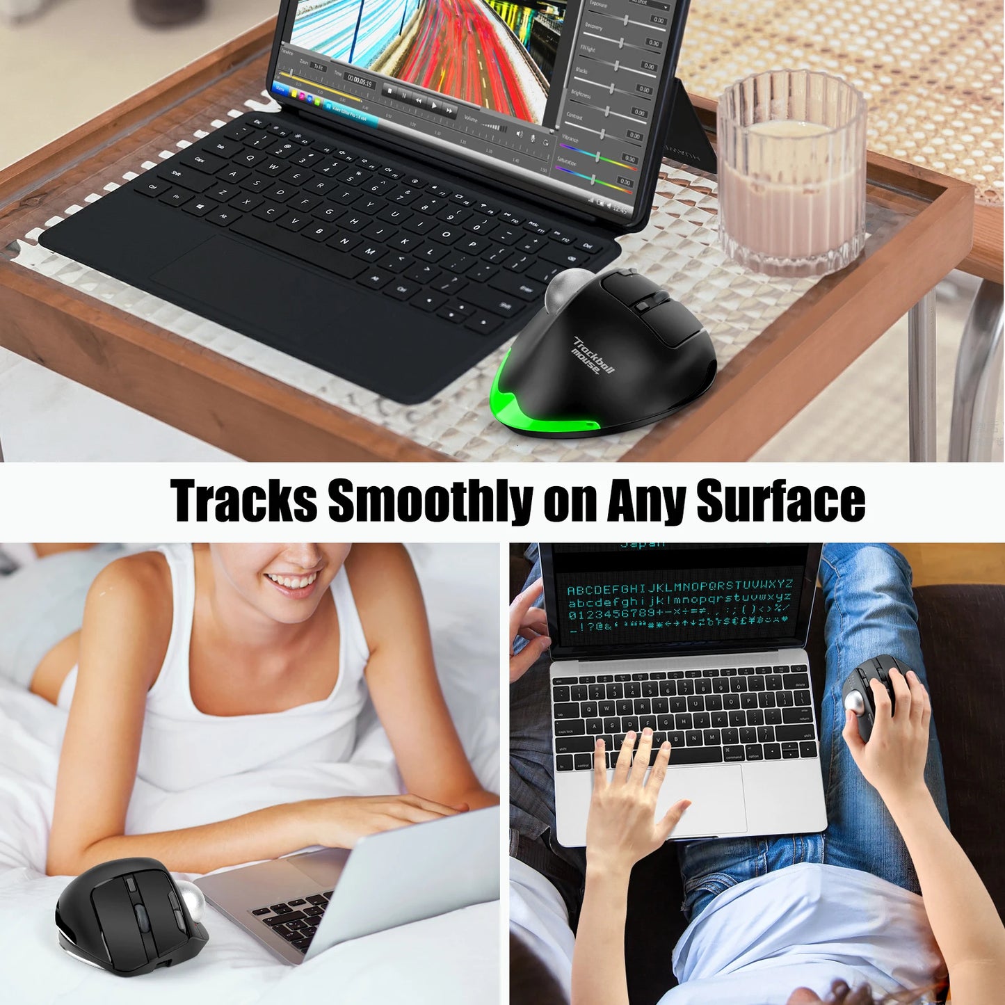 Lefon F33/F26C/F35B Trackball Mouse/ Bluetooth Ergonomic Mouse 2.4G Wireless Rechargeable Rollerball Mice for PC Office Drawing