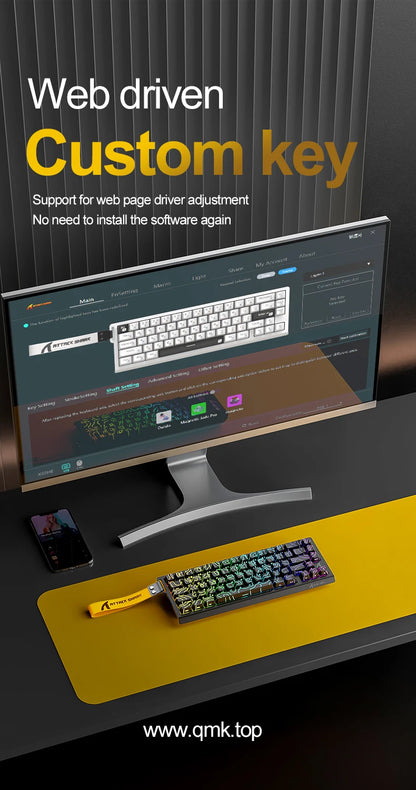 Attack Shark X68HE Gaming Keyboard Wired 8K Polling Hall Effect Magnetic Switch Rapid Trigger SOCD/RS Low Latency Pro Gaming