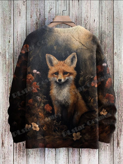 PLstar Cosmos retro pullover med drage- og hjortekunstmønster, 3D-printet strikpullover til mænd, vinter, unisex, casual striktrøje ZZM118