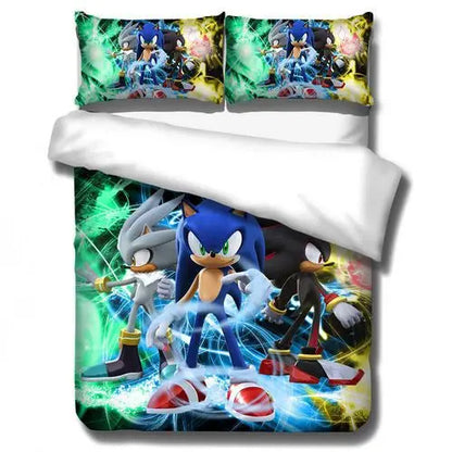 The Movie Sonics Printing Bedding Set Anime Digital Cartoon hedgehogs Duvet Cover Comforter Bed Youth Kids Girl Boys Gift