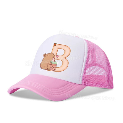Capybara miela beisbolo kepurė mergaitėms ir moterims su raidėmis A–Z, anime motyvais, skirta lauko veiklai, kasdieniam nešiojimui, apsaugai nuo saulės, vasarai, vaikams ir berniukams, „kawaii“ dovana, populiari