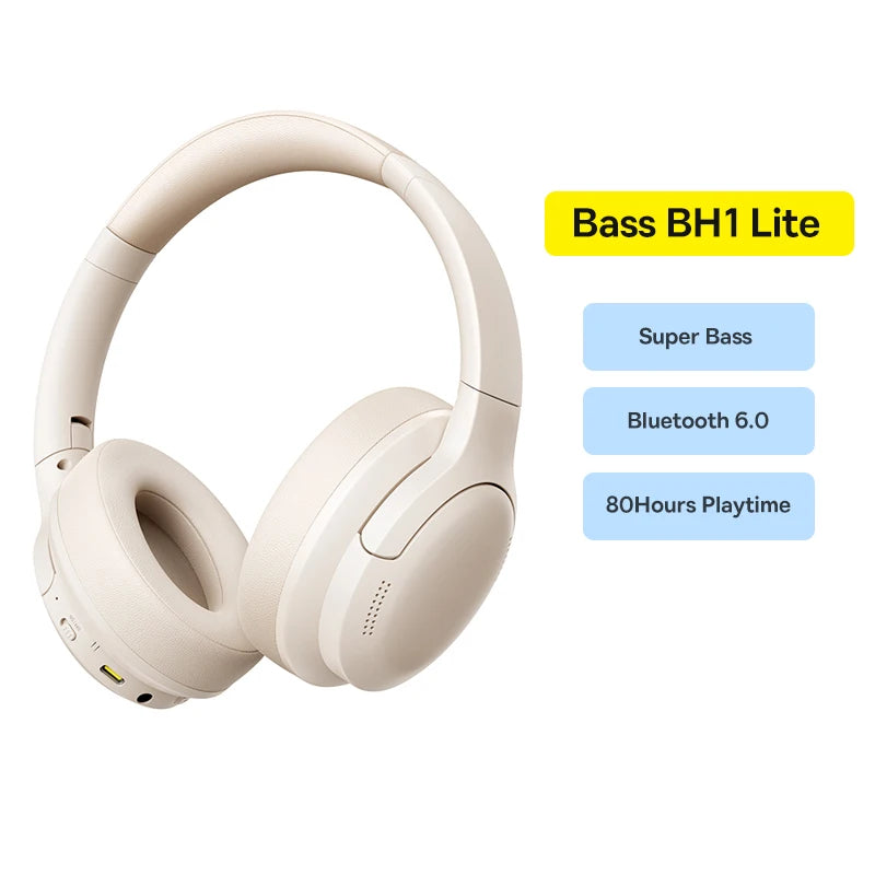 Cuffie over-ear wireless Bluetooth 5.3 Baseus – Driver HiFi da 40mm, autonomia di 70H, headset pieghevole con audio spaziale
