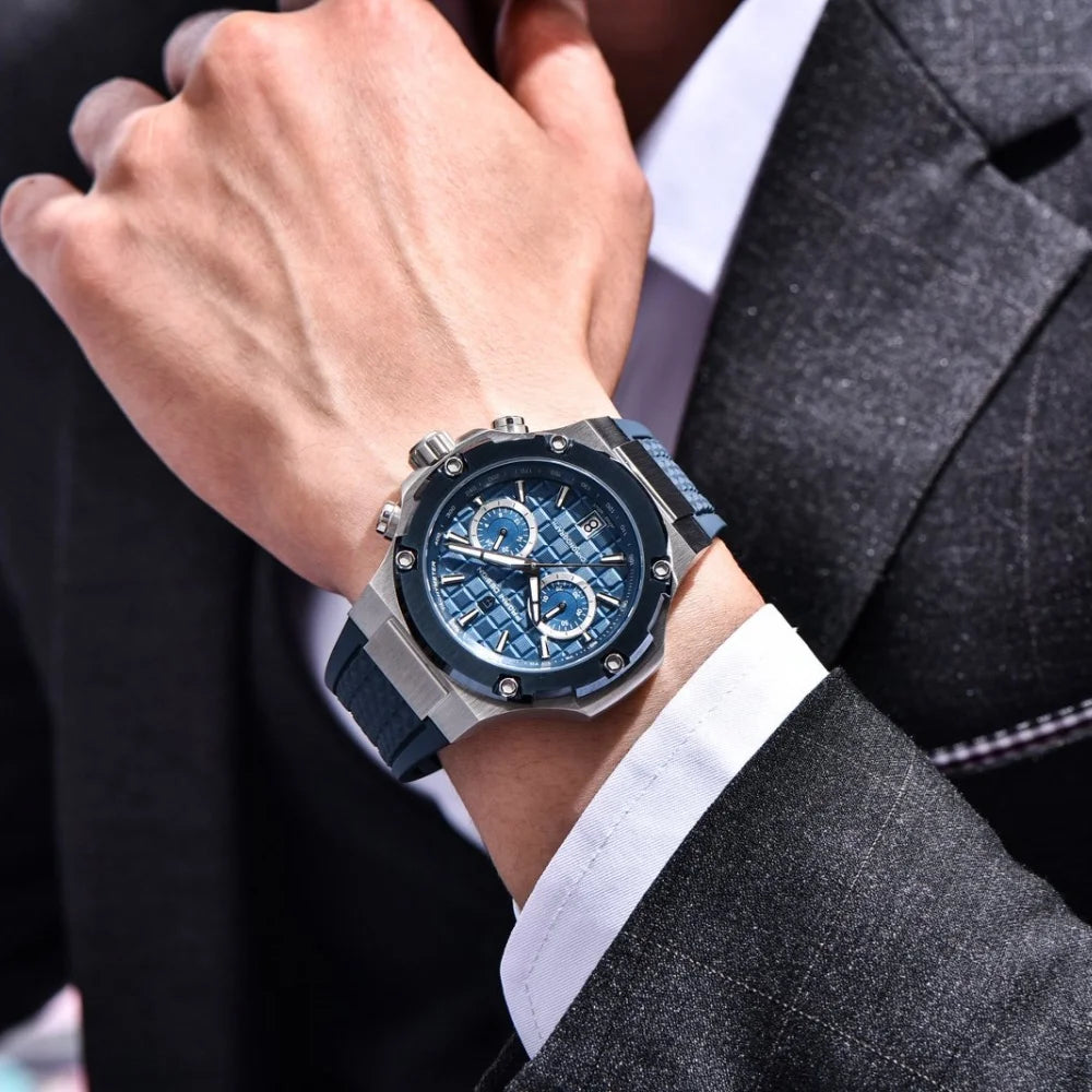 PAGANI DESIGN PD-YS032 Herren-Quarzuhr 44mm Japan VK64 Uhrwerk Edelstahlgehäuse Kautschukarmband Saphirglas 100M wasserdicht