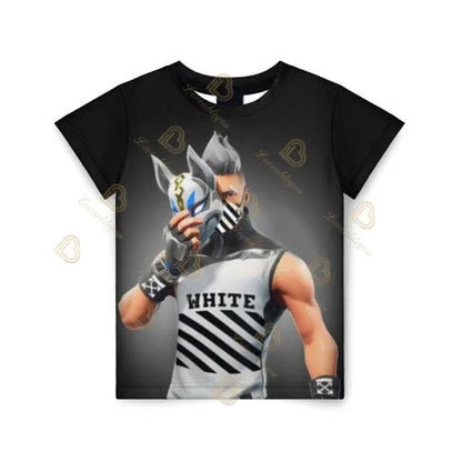 T-shirt cartoon per ragazzi e ragazze Fortnite Battle Royale 3D, 3-14 anni, Victory Royale, top da gioco per bambini e adolescenti