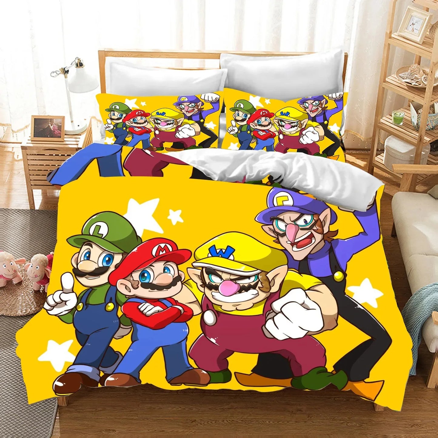 Hot Super Mario Cartoon Game Cute All Season Duvet Cover And Pillowcase Teen Large/Queen Cute Bedroom Decoration Boys Girls Gift
