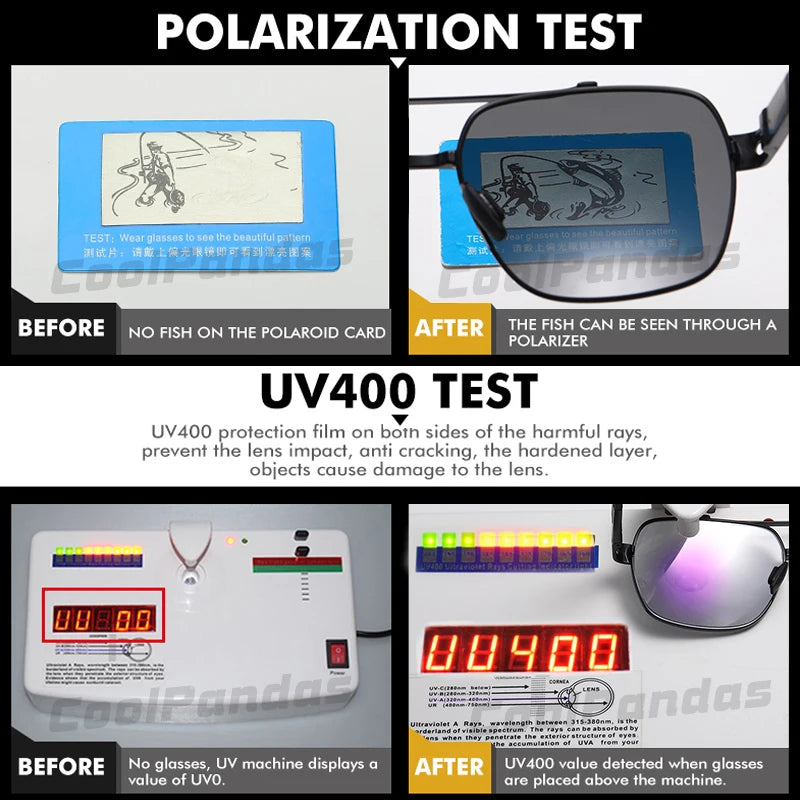 Sluneční brýle CoolPandas, polarizované, pro muže i ženy, fotochromatické, ochrana UV400, sluneční brýle na řízení, unisex, chameleonové skla