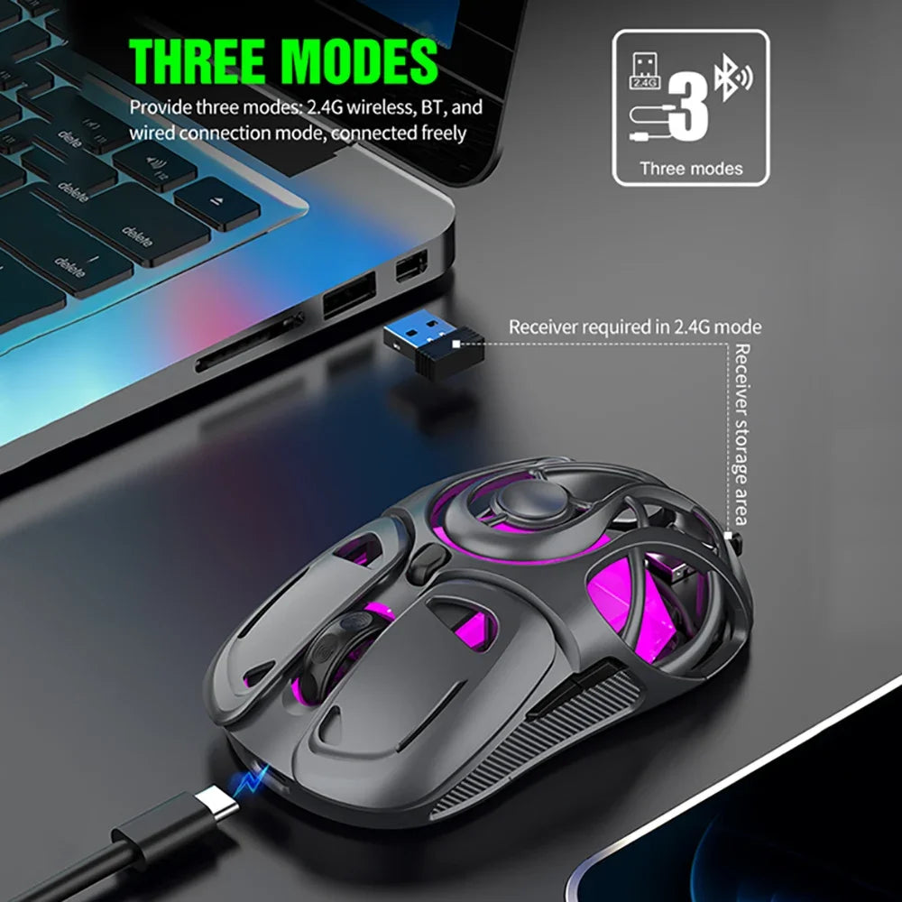 X10 Tri-Mode Gaming Mouse Wireless Mouse 10000 DPI 1000Hz Return Rate Bluetooth Mouse RGB Rechargeable Mouse BT/2.4G/Wired Mice