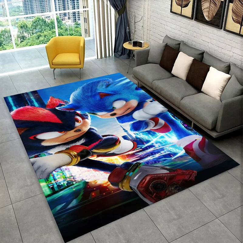 Classic Game S-Sonic Cartoon Non-Slip Area Rug for Living Room,Bedroom,Playroom,Soft Carpet Floor Mat Home Decor Rug Kids Room